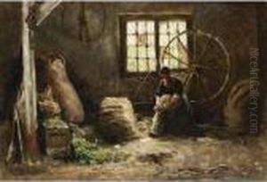 A Peasant Woman Combing Wool