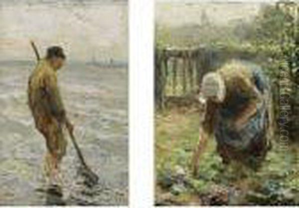 In The Kitchen Garden; The Shell Fisher (a Pair) - view 1