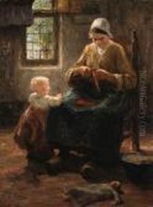 Mother And Child In An Interior by Evert Pieters