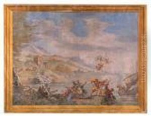 Ein Paar Landschaften Mit Figuren by Pietro Da Cortona (Barrettini)