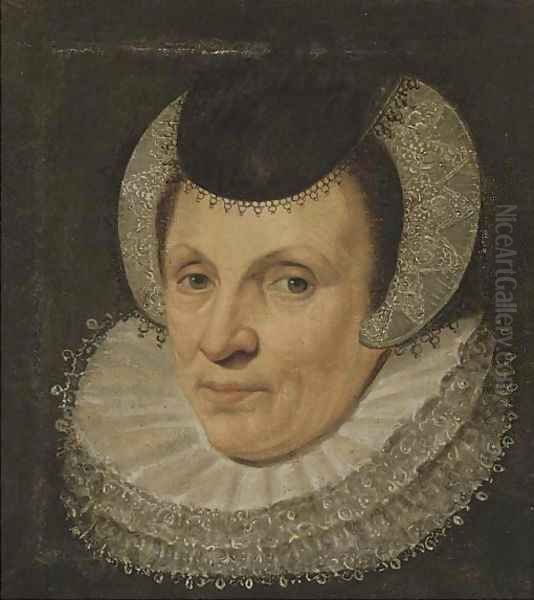 Portrait of a lady, bust-length, in a lace head-dress - view 1
