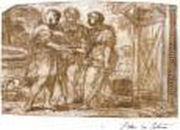 Bears Inscription And Numbering,
Verso: 474/attribue A Pierre De Cortone Par Philip Pouncey (1972)pen
And Brown Ink And Wash, Indented - view 1
