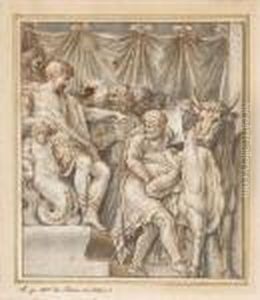 Phalaris Ordonnant De Jeter 
Perille Dans Le Taureau D'airain,d'apres Polidoro Da Caravaggio by Pietro Da Cortona (Barrettini)