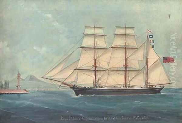 The wooden barque Ethelwin of Sunderland entering Naples - view 1