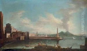 The Bay of Naples, looking towards the Lanterna del Molo, with Vesuvius beyond