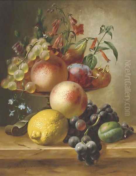 Still life with fruit on a ledge - view 1