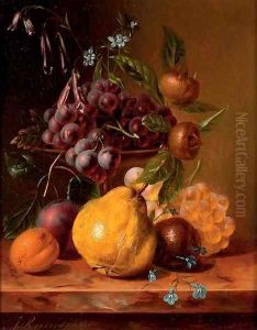 Still life with grapes and a quince