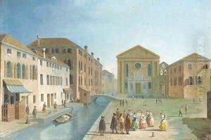 The piazza and church of S. Giuseppe, Venice by Giovanni Richter