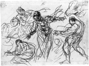 Studies of six figures for an adoration
