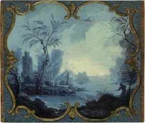 Chinoiseries Figures In A River Landscape by Jean-Baptiste Pillement