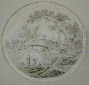 Cottage In A Wooded Landscape by Jean-Baptiste Pillement