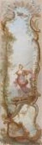 Two Rocailles Panneaux Depicting A Shepherd And Shepherdess Two Rocailles Panneaux Depicting A Shepherd And Shepherdess