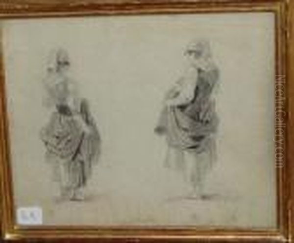 Deux Etudes D'une Meme Femme Vue De Dos - view 1