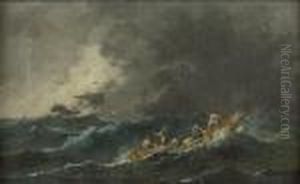 Une Barque Prise Dans L'orage by Jean-Baptiste Pillement