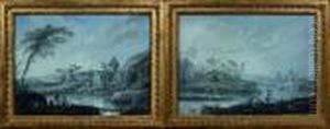 repos De Paysans Et Pecheurs Dans Un Paysage De Riviere by Jean-Baptiste Pillement