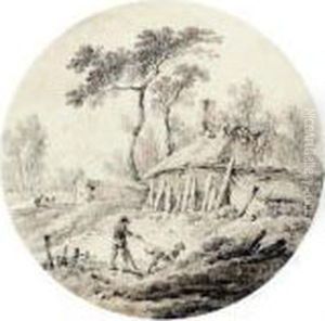 Two Wooded River Landscapes With Figures by Jean-Baptiste Pillement