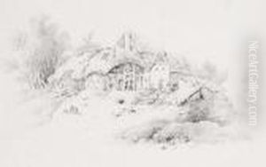Farmhouse And Barn By A Stream