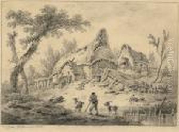 Landscape With A Cottage, A Goatherd In The Foreground - view 1
