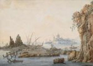 Flusslandschaft Mit Chinoiser Figurenstaffage