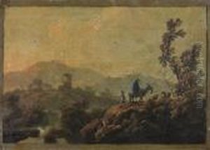 Bergers Dans Un Paysage De Cascade Au Portugal by Jean-Baptiste Pillement