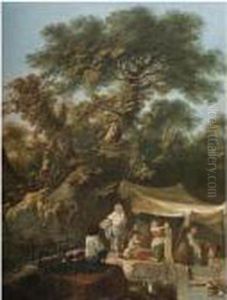 Washerwomen By The River by Jean-Baptiste Pillement