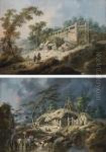 A River Landscape With Travellers A River Landscape With Travellers