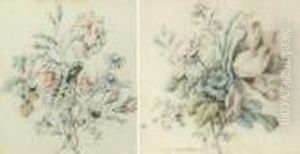 A Bouquet Of Roses And Other Flowers; And A Bouquet Of Tulips And Other Flowers by Jean-Baptiste Pillement