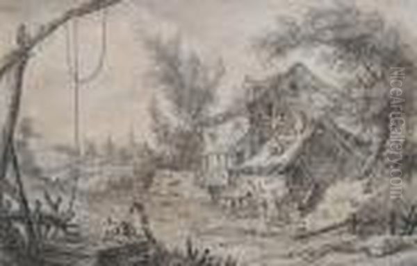 A Landscape With Cottages And A Well - view 1