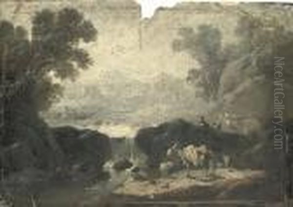 A River Landscape With Peasants And Animals - view 1