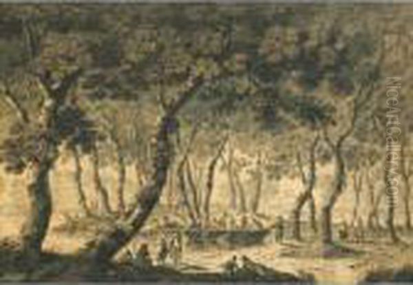 Le Retour De La Peche [ ; The 
Return Of The Fishermen ; Signed Lower Left Pillement ; Black Chalk, Pen
 And Brown Ink, Grey Wash] - view 1