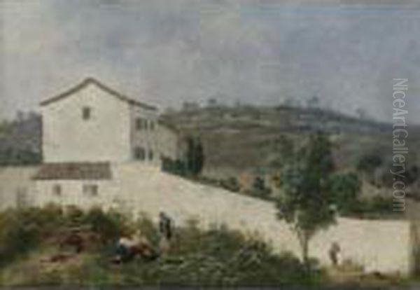 Landscape With A White House And Farmers In The Foreground - view 1