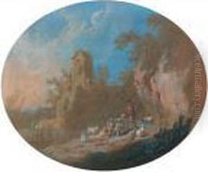 Paire De Paysages Animes by Jean-Baptiste Pillement