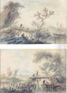 A Pair Of River Landscapes by Jean-Baptiste Pillement