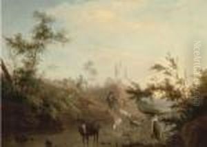 A River Landscape With A Drover, His Cattle And A Shepherd And Hisflock A River Landscape With A Drover, His Cattle And A Shepherd And Hisflock
