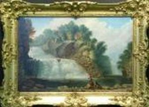 The Waterfall At Schaffhausen, Switzerland by Jean-Baptiste Pillement
