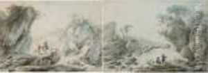 Paire De Paysages De Cascade Animes