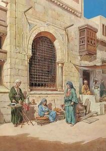 Arab street vendors by Vittorio Rappini