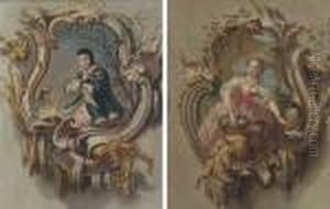 An Allegory Of Winter In A
Feigned Cartouche; And An Allegory Ofsummer In A Feigned Cartouche by Jean-Baptiste Pillement