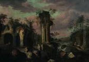 Capriccio Con Rovine E Viandanti by Jean-Baptiste Pillement