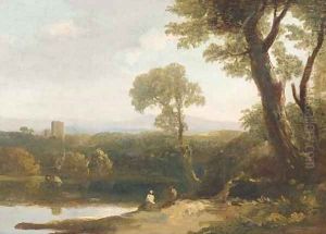Figures in an Italianate landscape by Alexander Runciman