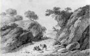 Paire De Paysages Animes by Jean-Baptiste Pillement