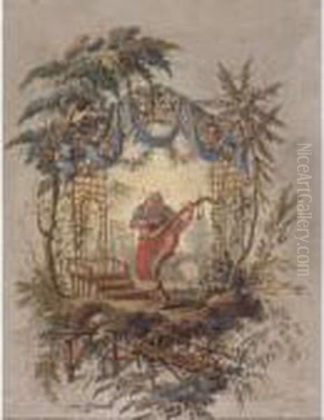 A Chinese Musician In A Stylized Garden - view 1