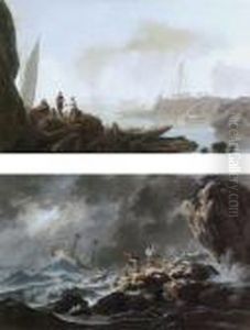 Fisherfolk On A Mediterranean Coast (#) Shipwreck by Jean-Baptiste Pillement