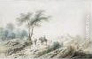 Peasants On A Road In A Landscape by Jean-Baptiste Pillement