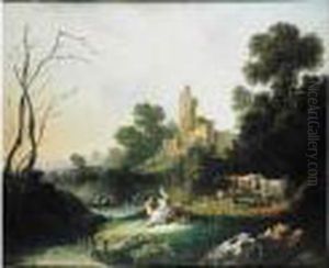 Couple Dans Un Paysage by Jean-Baptiste Pillement