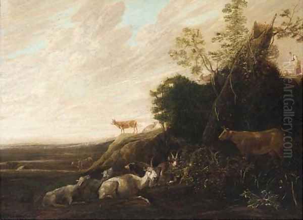 A landscape with cattle in the foreground - view 1