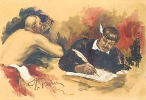 Study for the painting 'The Reply of the Zaporozhian Cossacks to the Turkish Sultan' by Repin Iliya