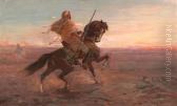 Arab Rider In Steppe Landscape - view 1