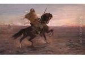Arabischer Reiter In Steppenlandschaft by Otto Pilny