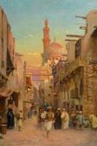Street Scene In Cairo. 1903. by Otto Pilny